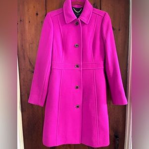J Crew Lady Day Topcoat 2018 bright Fuchsia